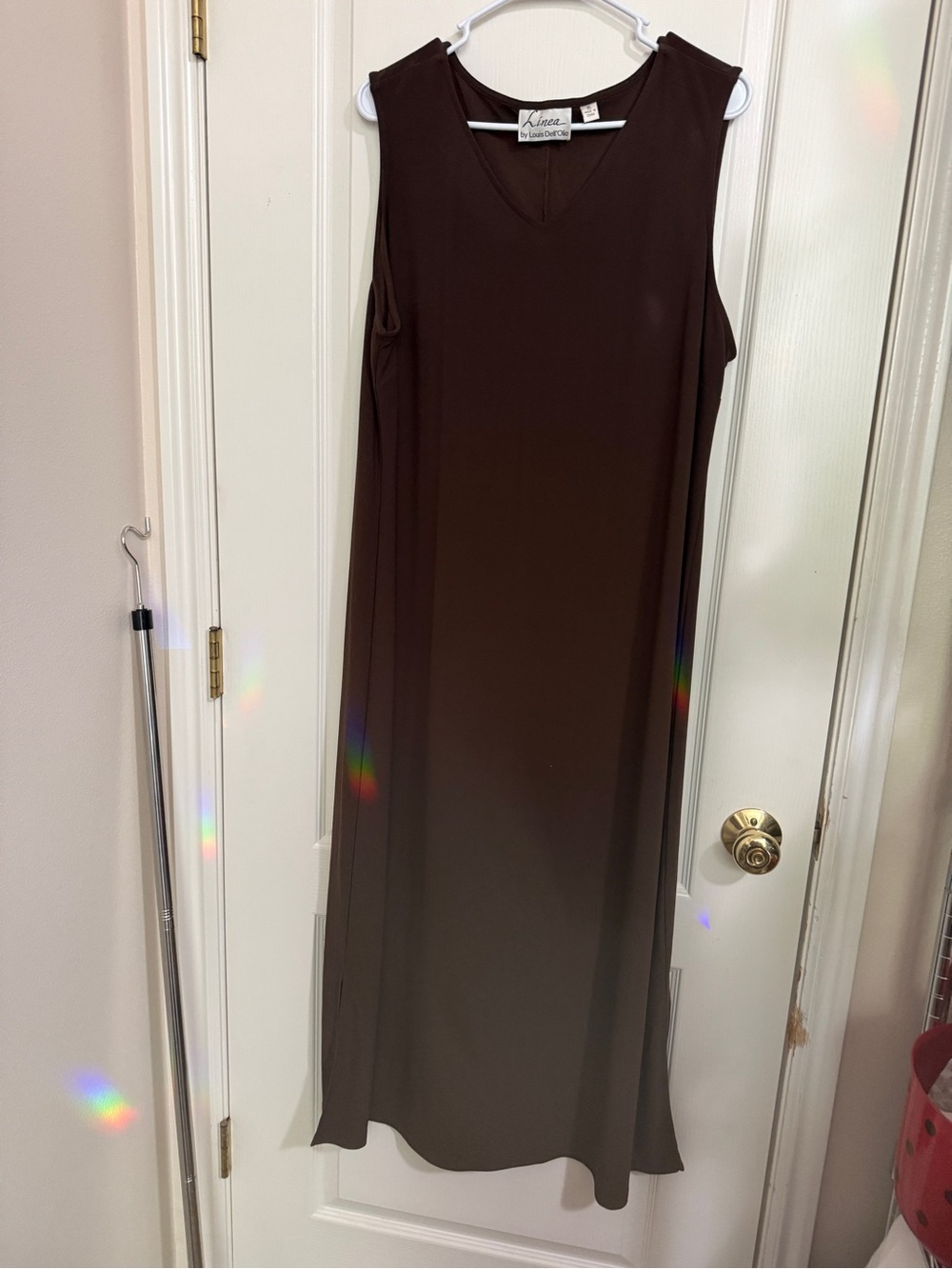Linea by Louis Dell'Olio Dark Brown Sleeveless V-Neck Maxi Dress